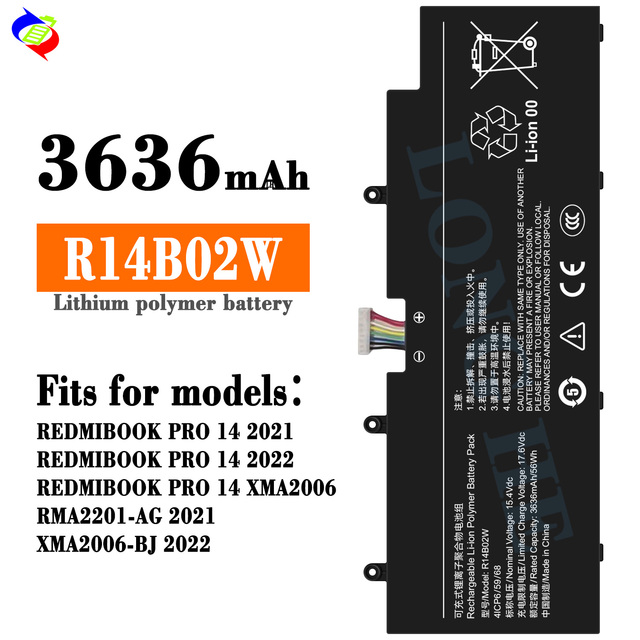 R14B02W Battery for REDMIBOOK PRO 14 2021/REDMIBOOK PRO 14 2022/REDMIBOOK PRO 14 XMA2006/RMA2201-AG 2021/XMA2006-BJ2022 Laptop