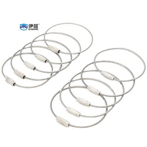 EWANG Factory <b>Silver</b> Stainless Steel Wire Rope Keychain Cable <b>Key</b> <b>Ring</b> - Product Image 2