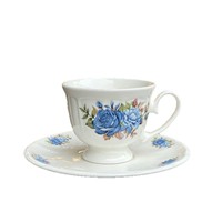 Assiette et Bol en Céramique à Relief Motif Rose Bleue Romantique Style Vintage Français, Assiette à Dessert, Assiette à Soupe, Ensemble de Vaisselle