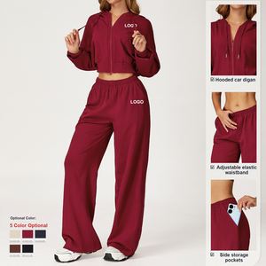 Sweat-shirt décontracté personnalisé, respirant et léger, avec cordon de serrage régulier, <span class=keywords><strong>ensemble</strong></span> de <span class=keywords><strong>jogging</strong></span> pour femmes, pantalon de sport, short de course pour la gym et le fitness - Product Image 3