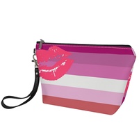Trousse de maquillage en PU personnalisée, thème arc-en-ciel lesbien et gay, pour les voyages à l'étranger, le rangement sur coiffeuse et la vente au détail