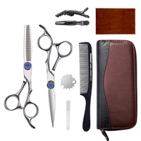 Ensemble de ciseaux de coiffure 6 pouces en acier inoxydable 9CR, ciseaux à effiler à dents plates et à dents en V pour usage en salon