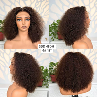 Pelucas Frontales SDD de Cabello Humano Indio Virgen al por Mayor, 250% de Densidad, Sin Pegamento, Doble Trama, Rizadas y Voluminosas