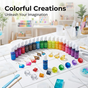 TIMESRUI 24 Colori Pigmento Liquido Trasparente in Resina Poliuretanica UV per Creazione <span class=keywords><strong>di</strong></span> Gioielli in Resina Colorante Cristallino per Resina Epossidica - Product Image 4