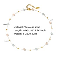 Ensemble collier et bracelet en acier inoxydable plaqué or 18 carats avec perles imitation, bijoux de mariage tendance, cadeau