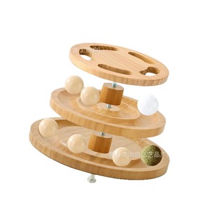 Wooden cat toy, a self-entertaining and entertaining toy, cat spinner, solid wood cat wand, bell, automatic cat ball for - Product Image 5