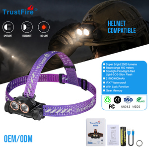مصباح أمامي LED قابل لإعادة الشحن فائق السطوع 2000 لومن من TrustFire H7R مع إضاءة مزدوجة (بقعة وواسعة) باللون الأحمر للصيد، مقاوم للماء IP66، مناسب للتخييم والمشي لمسافات طويلة في الهواء الطلق - Product Image 1
