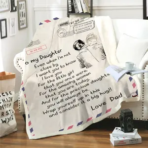 High Quality Soft Comfortable Flannel Blanket Personalized Dad To My Daughter Letter Printed Fleece Blanket
