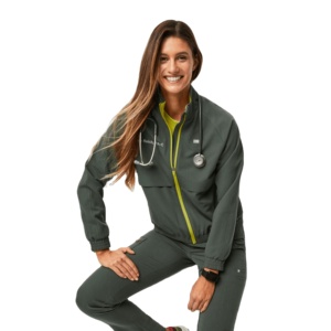 Lady Fitness Jacket Long Sleeve Scrub Coat Zipper Custom <b>Black</b> Breathable Stylish Pockets OEM Camouflage Waterproof Sherpa - Product Image 5