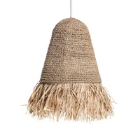 Lampe suspendue bohème en raphia naturel, tressée à la main, style bohème, en paille, pour l'intérieur, lampe suspendue au plafond pour hôtel, villa, restaurant
