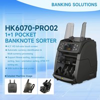 Classificateur de billets de banque WEIRONG HK6070-PRO02 à double poche, double CIS, analyse d'image RGB, imprimante thermique intégrée, qualité bancaire
