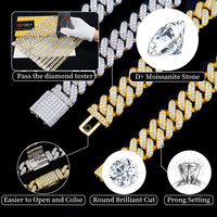 Nouveau style 2023 Miami Hip Hop Bling Iced Out, Bracelet jonc chaîne cubaine pour homme en argent sterling 925 et moissanite VVS, en gros
