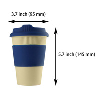 Taza de Café Reutilizable de Fibra de Bambú de 12 oz con Logotipo Personalizado, con Tapa y Funda de Silicona, para Regalos Corporativos