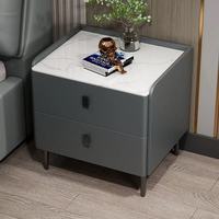 Table de chevet intelligente avec chargeur sans fil, verrouillage par empreinte digitale, système audio Bluetooth, lumière LED, table de chevet