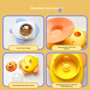 Rotating Rocket Educational Toy for Dogs <b>Cats</b> Durable Lightweight PP Material Leak-Proof Automatic <b>Feeder</b> Indoor Use Cute Design - Product Image 3