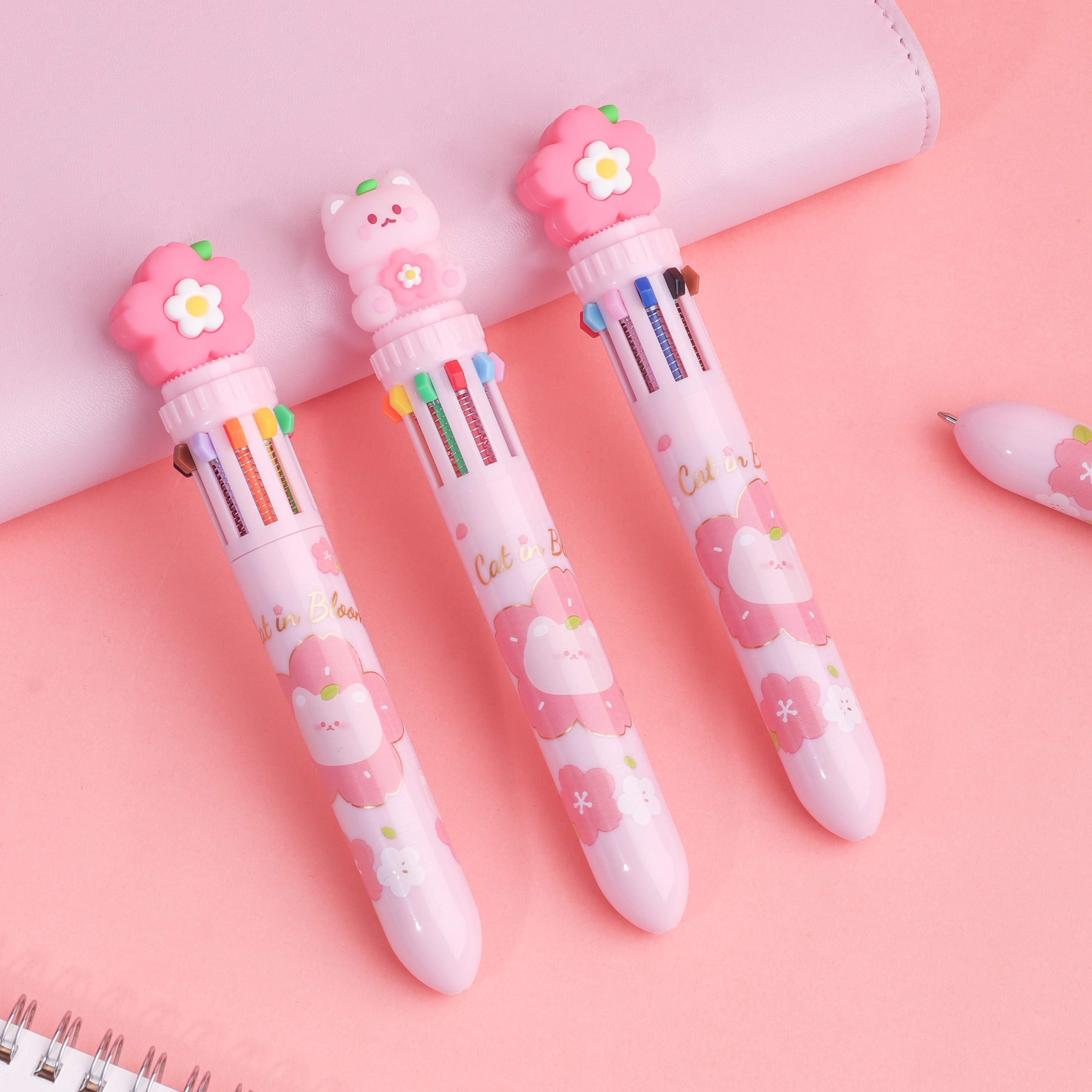 Kawaii милые шариковые ручки с героями мультфильмов Сакура цветные школьные и офисные принадлежности канцелярские принадлежности 10 разноцветных ручек цветные стержни
