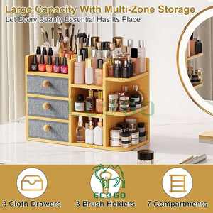 ที่ใส่เครื่องสำอางไม้ไผ่แบบถอดได้3ชั้นทันสมัย - Product Image 5