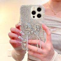 Casing HP iPhone 16 Pro Max Mewah Berkilauan Bertabur Berlian, Desain 3D Pita dan Rumbai, Laris Manis