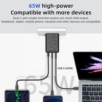 Chargeur HNT PD 65W GaN, matériau ignifuge PC, QC PD, prise EU, USB 2 Type C, chargeur rapide pour téléphone portable pour iPhone Samsung