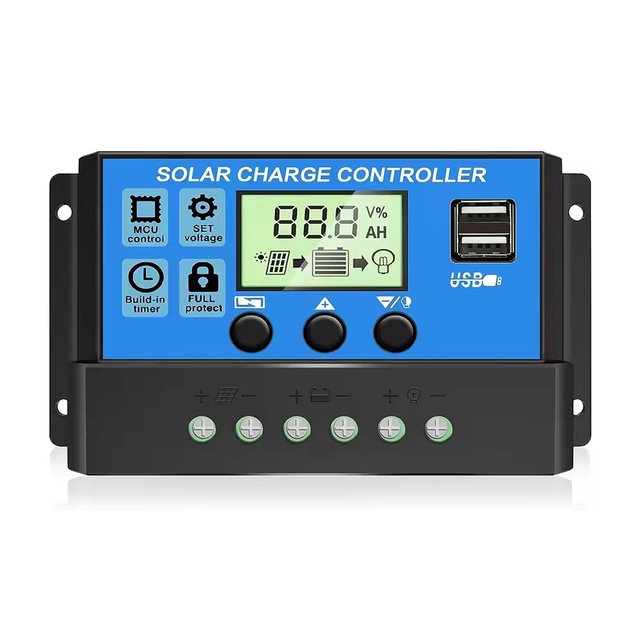 Auto PWM Solar Charging Controller 12V/24V LCD Display ROHS Certified 10A/20A/30A Home Solar Panel Mini 40A for Wind Controller