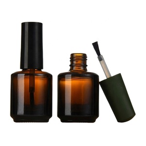 15ml Transparent Amber Matte Black <b>Round</b> Glass Nail Polish Bottle with <b>Brush</b> Lid Empty Gel Polish Containers - Product Image 1