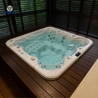 Baignoire Balboa à remous en acrylique haut de gamme pour 6 personnes, spa extérieur moderne et écologique avec 91 jets en acier inoxydable et éclairage LED