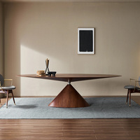 Meubles d'intérieur sur mesure Meubles de salle à manger Table à manger moderne Tout en bois de chêne massif Grand bureau plat minimal