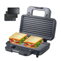 Machine à sandwich électrique Aifa 900W 2 grandes tranches à remplissage profond avec gaufre à sandwich à coque triangulaire fixe et plaque de gril en option