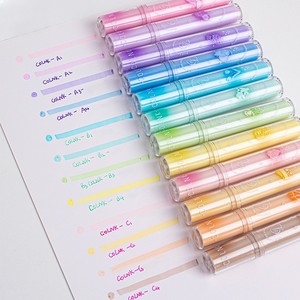 Ensemble de 12 surligneurs fluorescents obliques, grande capacité, couleurs <span class=keywords><strong>pastel</strong></span> permanentes, doux pour les yeux, pour la prise de notes des étudiants - Product Image 2