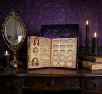 Palette de fards à paupières minéraux mats imperméables Vampyr Gothic 15 couleurs en forme de cœur - Palette de maquillage vide au design livre vintage