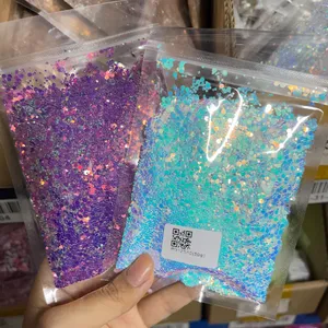 50g/bolsa Purpurina hexagonal holográfica gruesa para uñas, polvo de purpurina para puntas de uñas, escamas de sirena, purpurina brillante, cristal de resina para maquillaje - Product Image 2