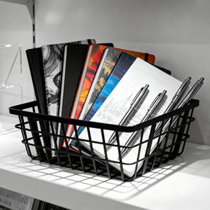 Panier de rangement en acier au carbone durable, résistant à la rouille, écologique, moderne, multi-usages, grande capacité, avec design d'égouttage pour le rangement - Product Image 3