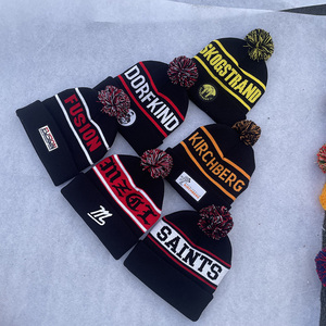 2025 biểu tượng tùy chỉnh mùa đông Beanie đan Pom Pom đầy màu sắc thời tiết lạnh Câu lạc bộ bóng đá mũ dệt vá Kỹ Thuật bán buôn du lịch - Product Image 4