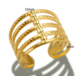 Nhẫn Trang Sức Mạ Thép Không Gỉ Phù Hợp Cho Thanh Thiếu Niên Rãnh Tuyến Tính Kiểu Dáng Mở Có Thể Điều Chỉnh Kiểu Cổ Điển - Product Image 1
