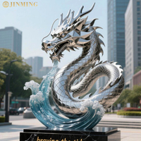 Statue de dragon grandeur nature personnalisée décoration extérieure en acier inoxydable poli de bonne qualité sculpture en métal 3D