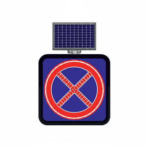 Señal de Tráfico LED de Aluminio de 60 x 60 cm con Energía Solar, Señal de Advertencia de "Prohibido Estacionar" - Product Image 2