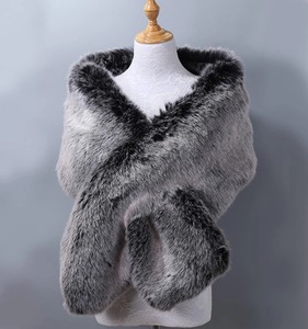 Women Luxury Warm Faux Fox Fur <strong>Shawl</strong> Winter Ladies Plush Scarf <strong>Wraps</strong> Cloak Coat <strong>Wedding</strong> Long Cape Scarves - Product Image 4