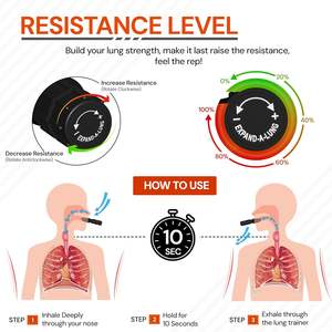 Entrenador de respiración portátil para pulmones, entrenador de ejercicio con resistencia ajustable, compatible con actividades al aire libre o entrenamiento deportivo - Product Image 5