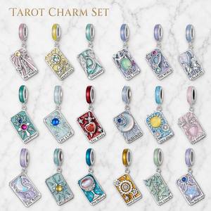Set di Ciondoli Tarocchi Mistici in Argento Sterling S925, 18 Pezzi, Stile Vintage Celestiale, Gioielli Fini Fai da Te, Bijoux all'Ingrosso - Product Image 1