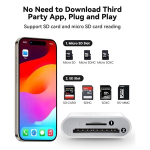 Lector de Tarjetas de <span class=keywords><strong>Memoria</strong></span> USB C MicroSD SD TF 2 en 1 Premium, Plug and Play, <span class=keywords><strong>para</strong></span> iPhone 15/16/17/iPad/Macbook/Cámara - Product Image 2