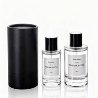 Flacon de parfum en verre à fond épais de 50 ml et 100 ml, flacon pulvérisateur à col serti, atomiseur cosmétique vide, logo personnalisé avec boîte