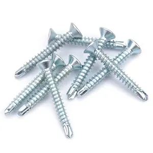 Wholesale good quality white zinc plated flat head self drilling screw tornillos