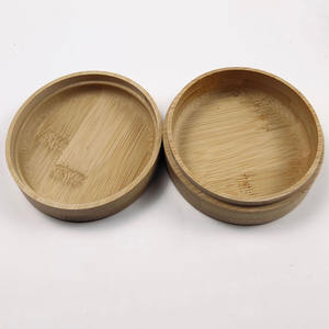 Boîte à cosmétiques ronde en bambou, bouteille d'huile de crème en bois faite à la main, bouteille en verre de soins de la <span class=keywords><strong>peau</strong></span>, boîte en bambou - Product Image 2