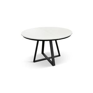Dorota Extendable <b>Round</b> <b>Table</b> 120 To 170 Cm <b>White</b> Ash Melamine Top Iron Base Indoor Use - Product Image 1