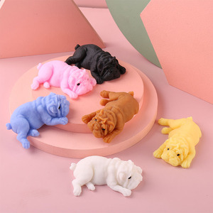 SIHE Classic Soft Squeeze Bulldog Shaped Plastic Fidget Ornament Lying Dog Stress Relief Decor - Product Image 4
