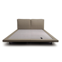 Minimalistisches Schwebendes Stahlbett mit Echtleder-Polsterung, Weiches Kingsize-Bettgestell, Flaches Profil, Langlebig, Umweltfreundlich, Kein Boxspring Erforderlich