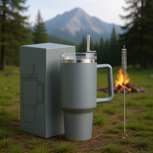 OEM ODM 40 Oz Stainless Steel Tumbler With Handle Vacuum Insulated Camping Drinkware <b>Large</b> Capacity Thermal <b>Flask</b> For Adults - Product Image 2