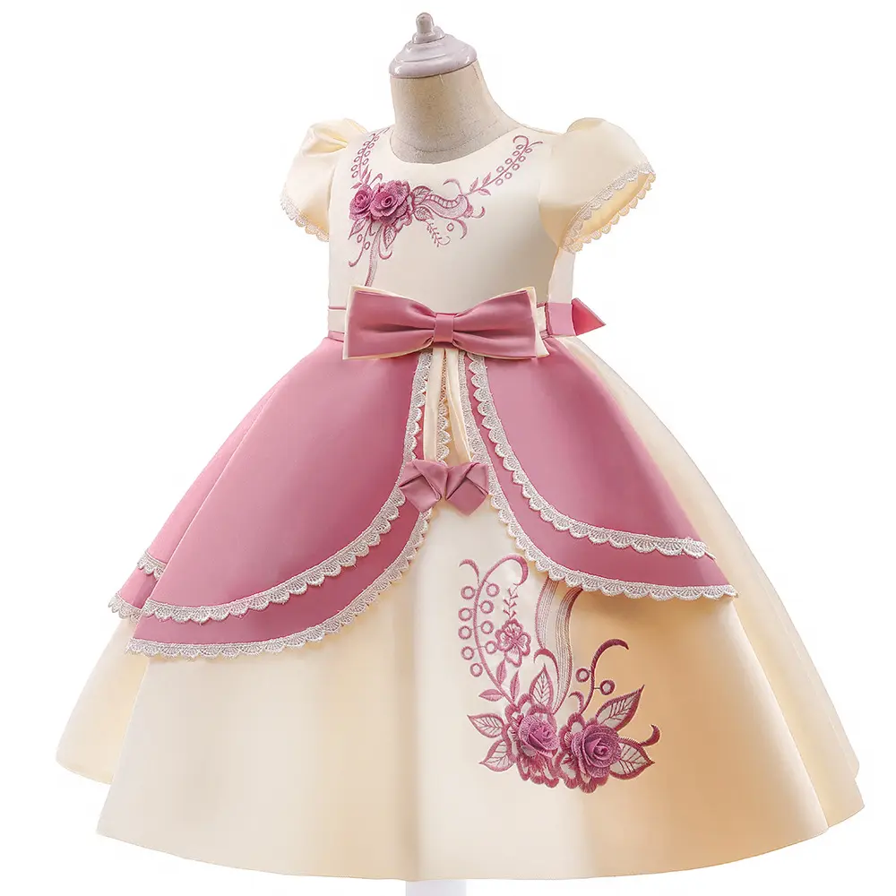 Sunny Baby-vestido de princesa de encaje bordado de satén para niña, novedad