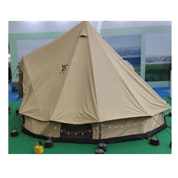 Tente de camping de luxe fabriquée en usine, tente de camping, maison pour le glamping, tente cloche de yourte en toile de coton de taille personnalisée