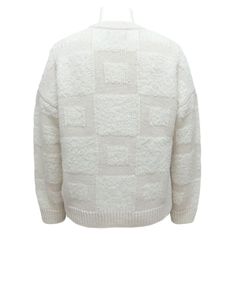 Pull en tricot texturé blanc pour femme, col rond, manches longues, vêtement décontracté d'hiver - Product Image 2